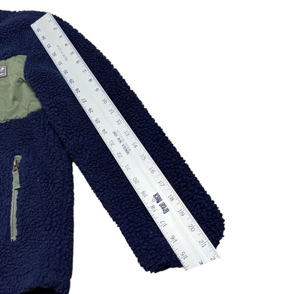 Eddie Bauer Jacket Youth L 14 Blue Zip Sherpa Fleece Layer Pockets Collarless - Picture 8 of 9